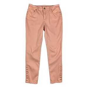 Chico's SO SLIMMING GIRLFRIEND SLIM LEG Ankle Jeans  Women's US 4  Coral Pink